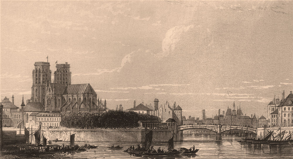 PARIS. Isle de la Cité and Notre Dame. BICKNELL 1845 old antique print picture